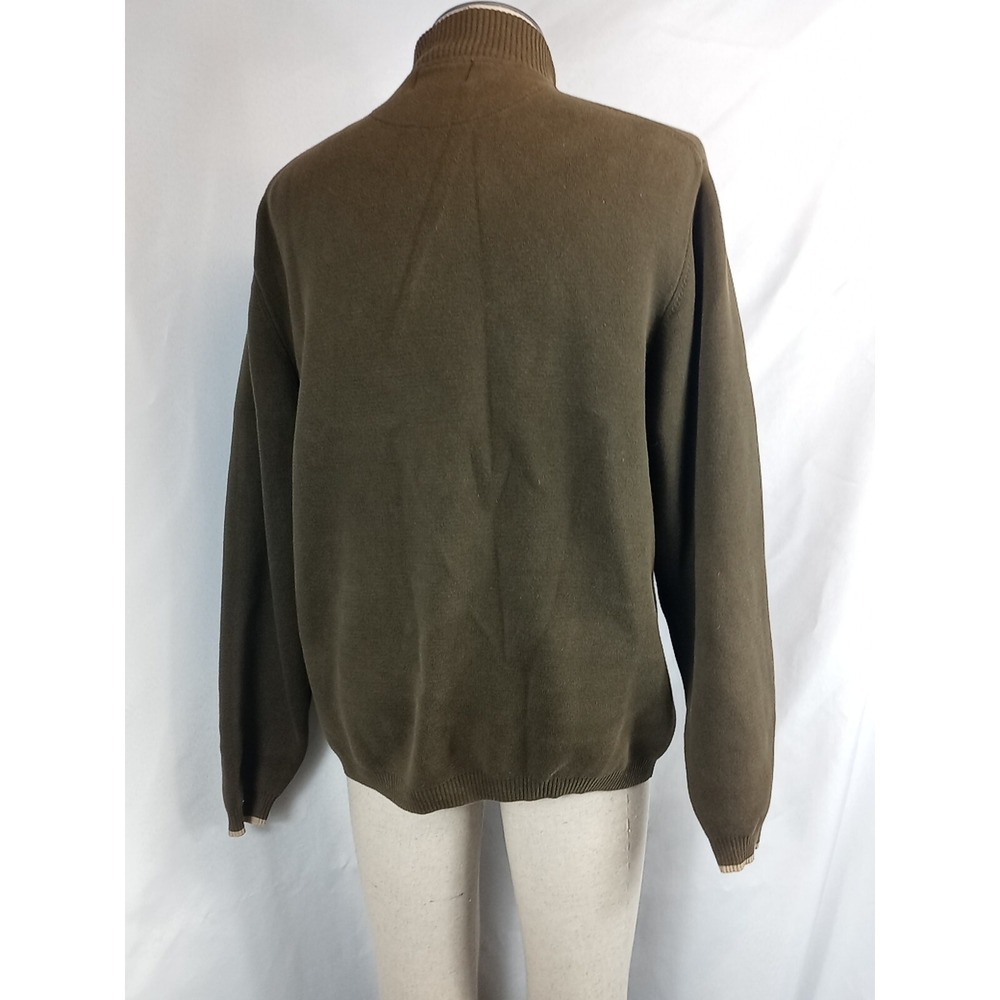 VTG Pendleton Sweater Men's Size Large 1/4 Zip Mock Neck Olive Green Sweater 90s - Picture 2 of 10